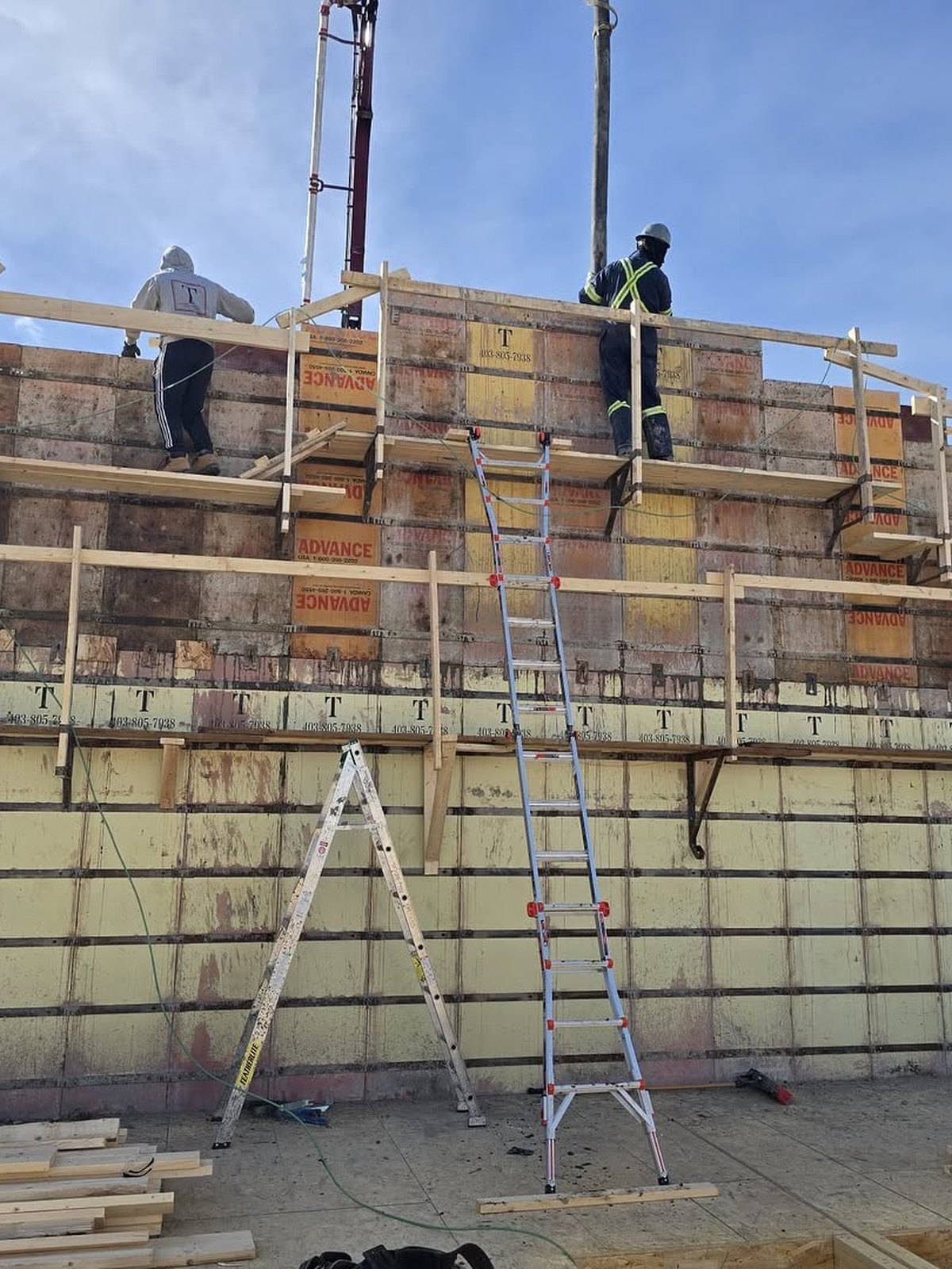 Tall cast-in-place concrete firewall formwork